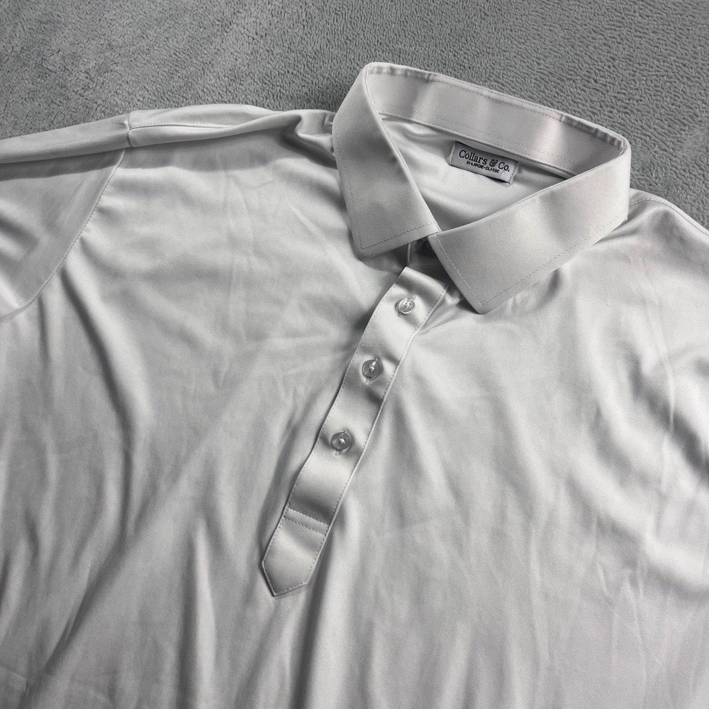 Collars & Co Mens 2XL White Dress Collar Polo Performance Short Sleeve Shirt